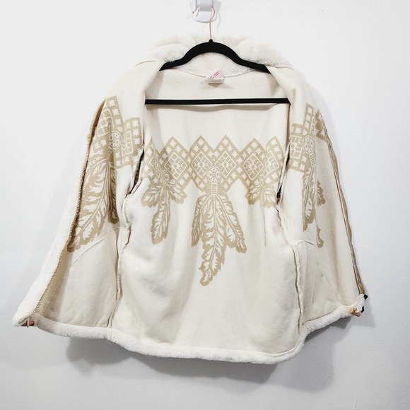 Milton Funwear Unisex Full Zip Fleece Jacket Cream Beige Mens Womens Size S - Picture 11 of 14